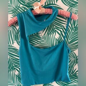 Princess Polly Molly Turquoise cut out asymmetrical crop tank top sz 10